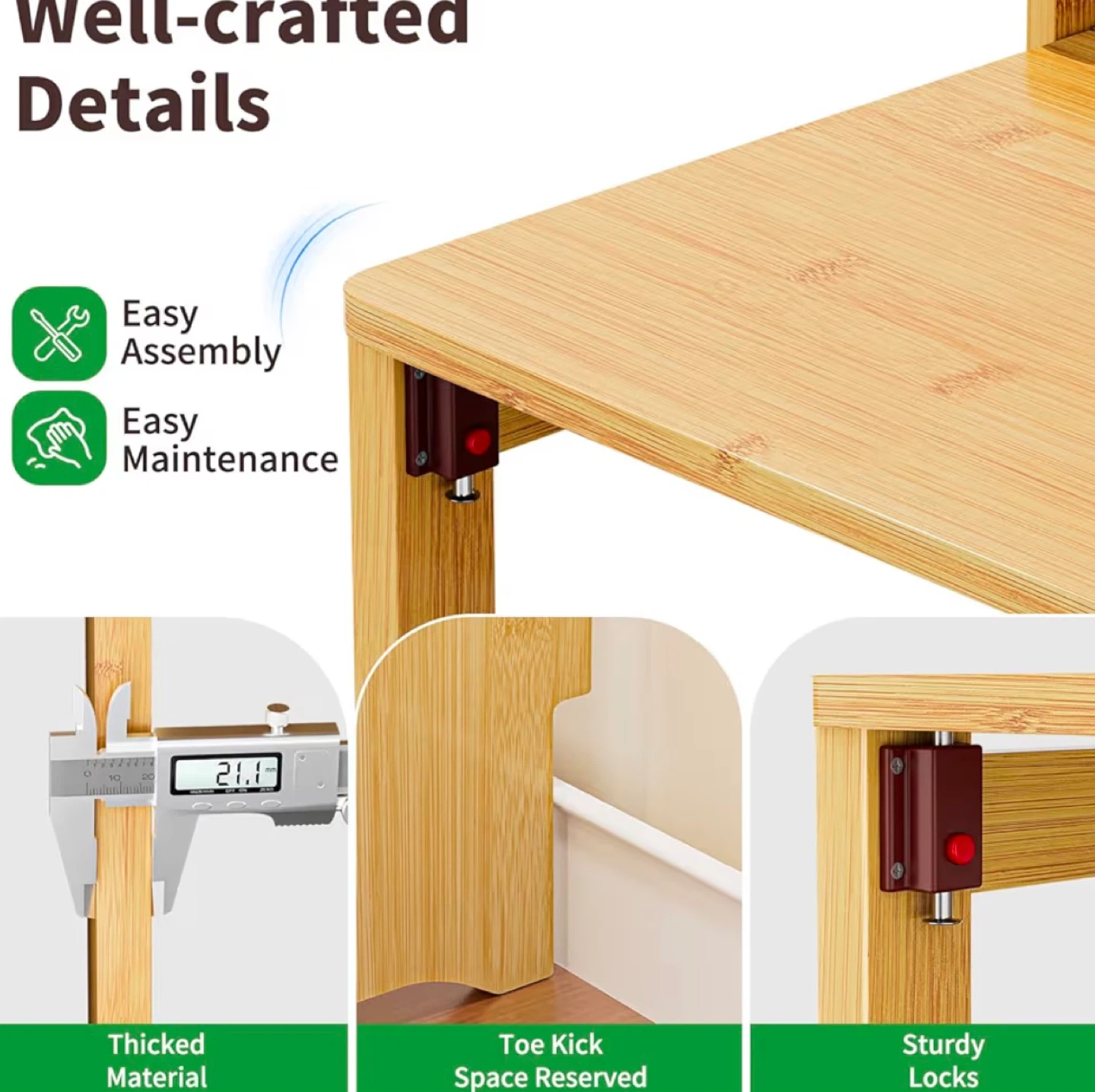 Bamboo Folding Desk with Storage Rack - photo 4