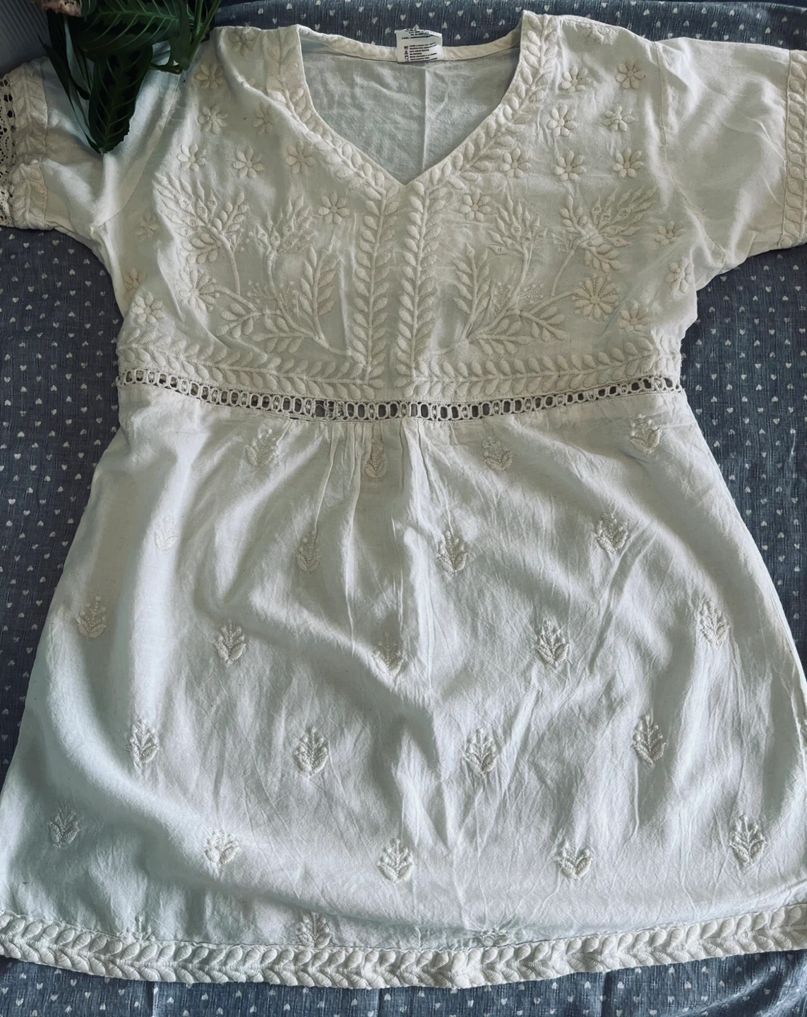 White Embroidered Tunic Top