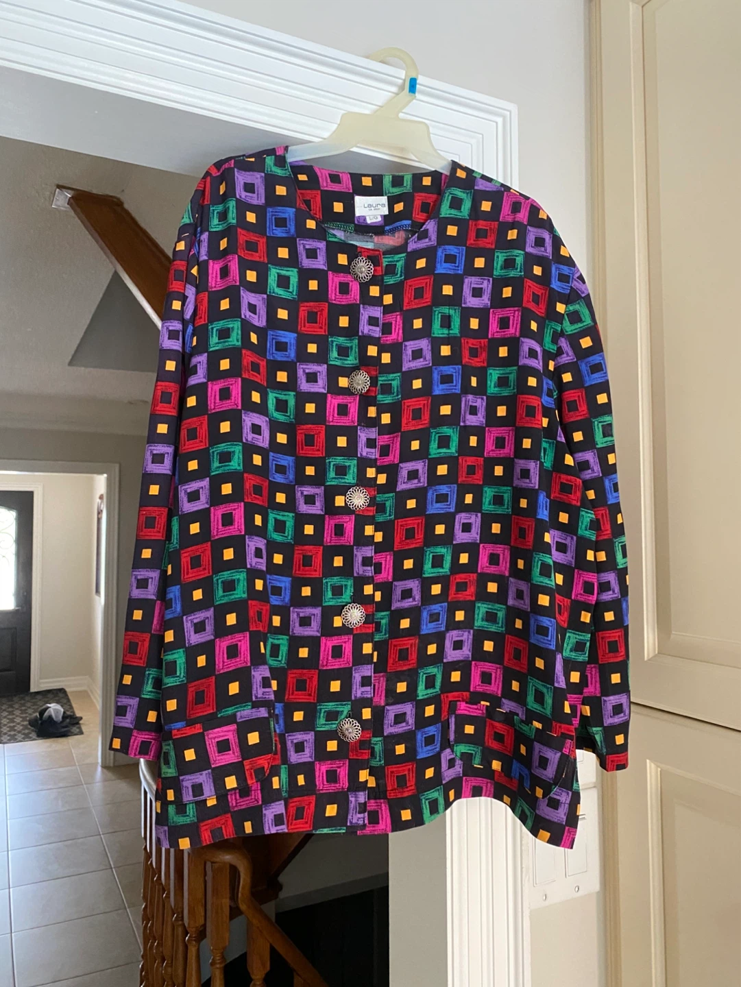 Vibrant Print Button-Up Blouse