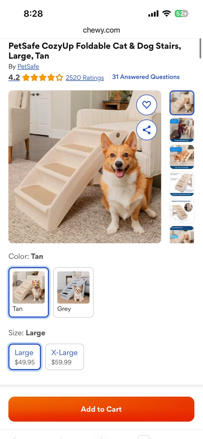 PetSafe CozyUp Foldable Cat & Dog Stairs, Large - photo 2