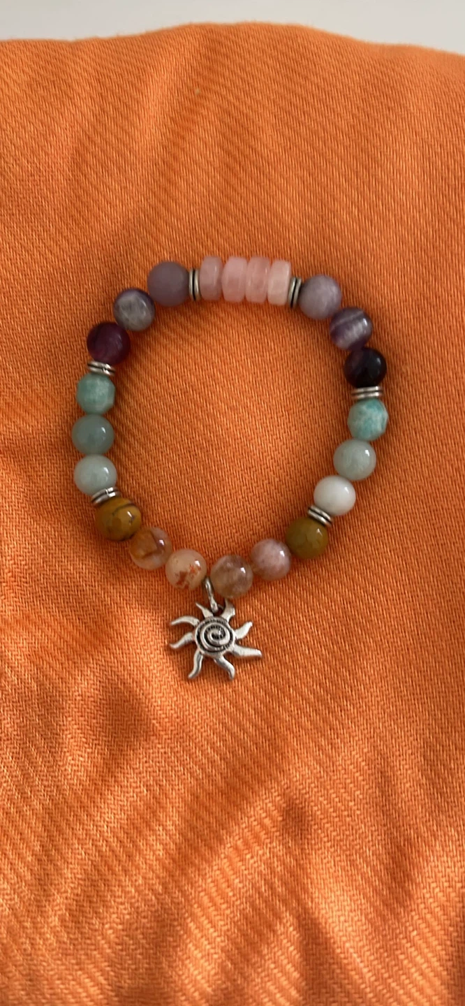 Beaded Stretch Bracelet with Sun Charm