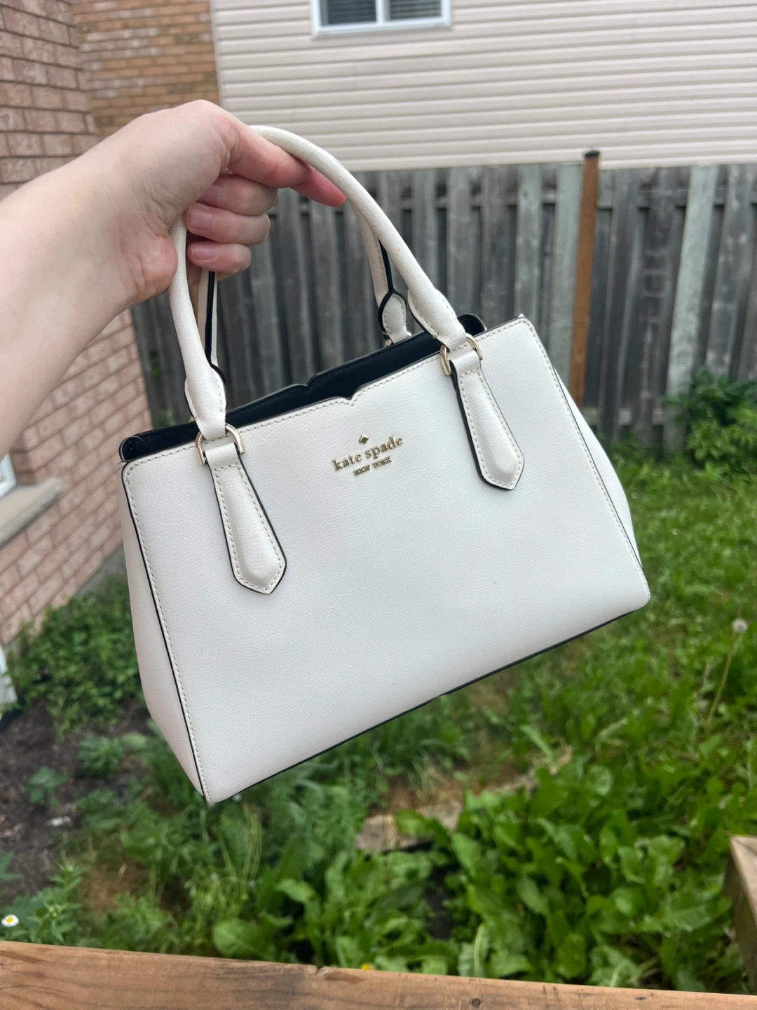 Kate Spade White Leather Top-Handle Bag