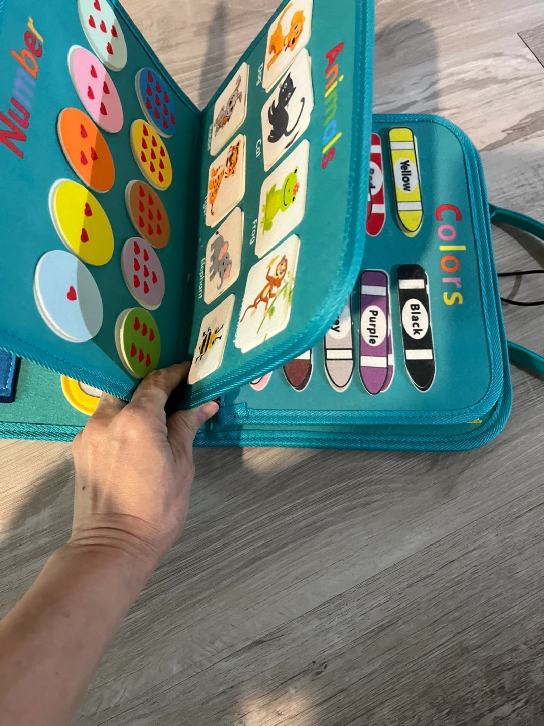 Teal Busy Book with Alphabet, Numbers, Animals, and Colours - photo 3