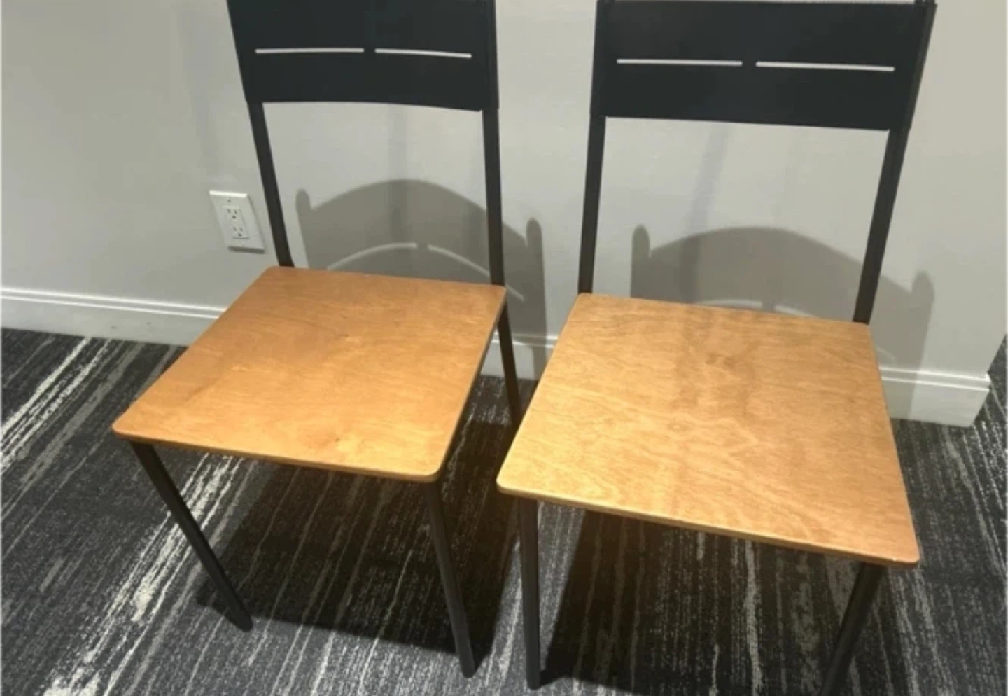 Set of 2 Black Metal Chairs
