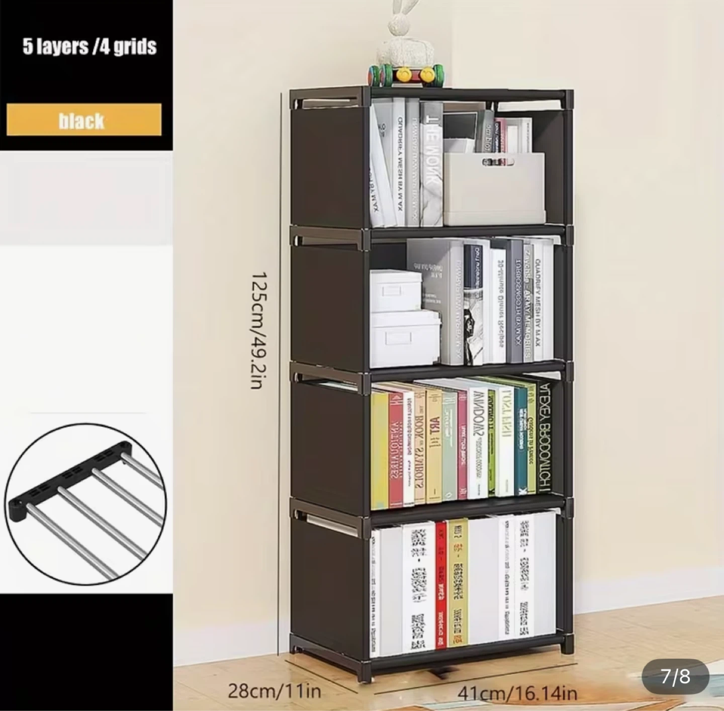 Black 5-Layer Bookshelf