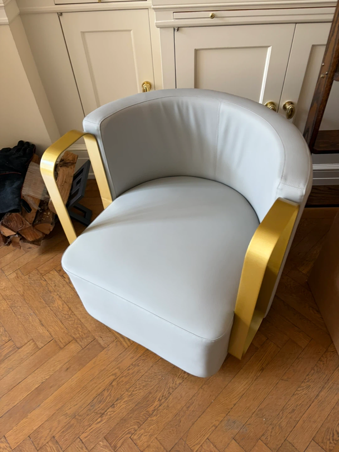 Modern Accent Chair - Light Gray & Gold