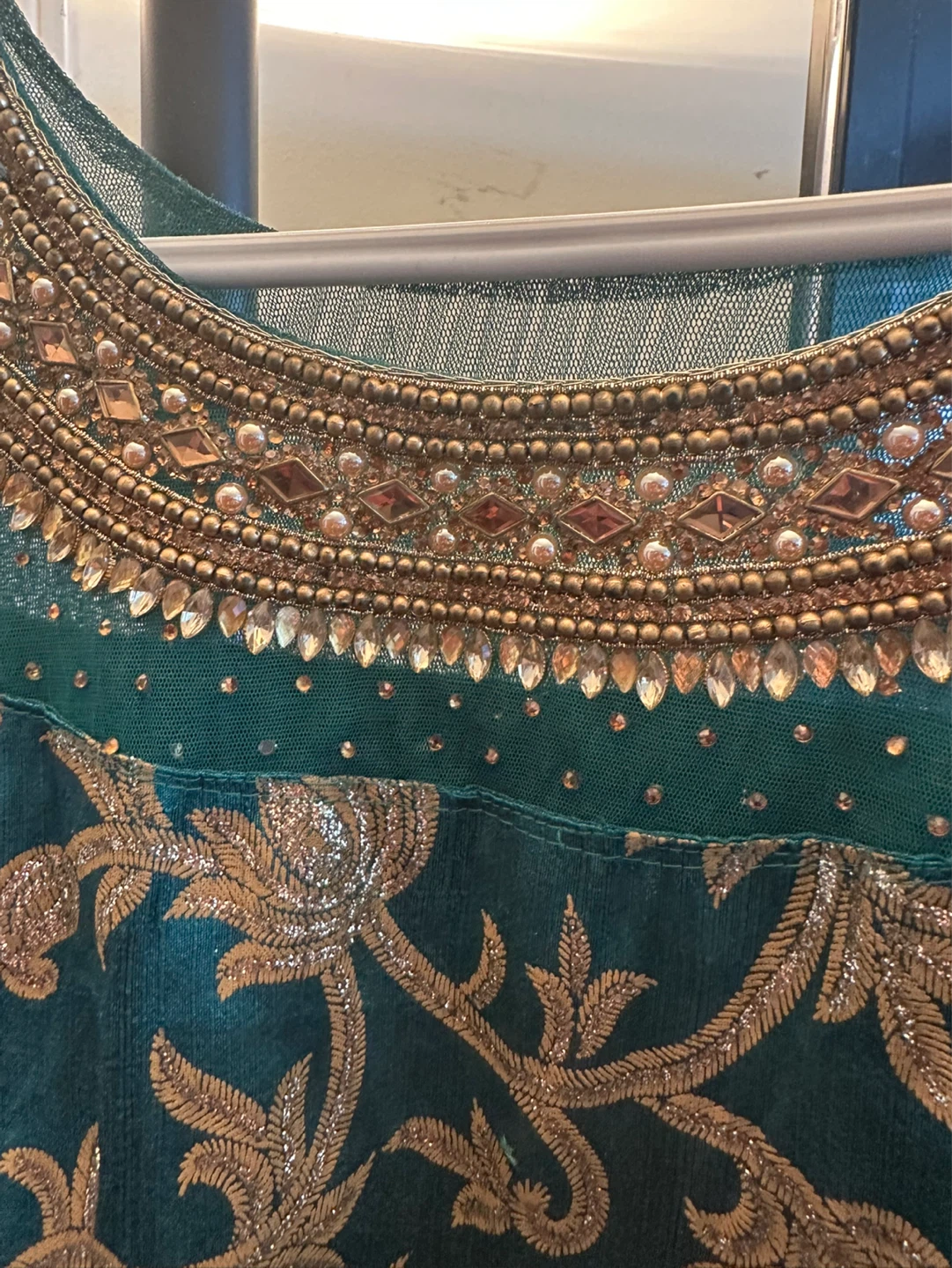 Teal Embroidered Maxi Dress