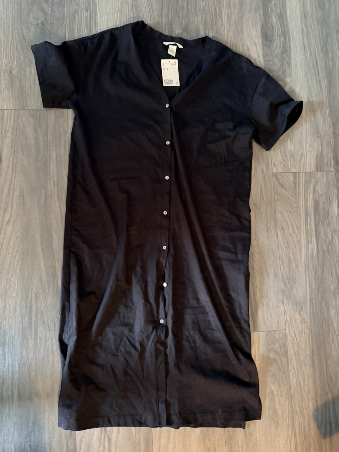 H&M Small Black Button-Up T-Shirt Dress