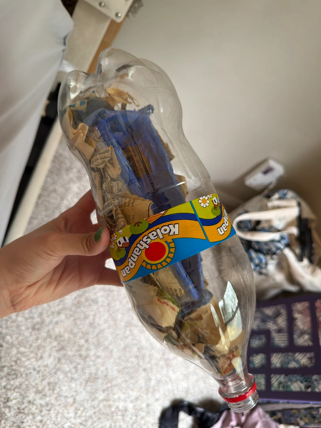 Handmade Sculpture Kolashan Soft Drink Bottle Filled with Items - photo 3