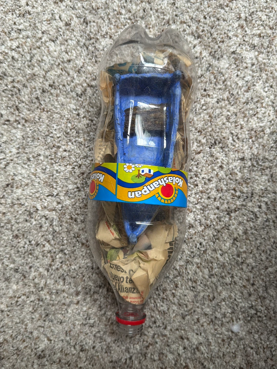 Handmade Sculpture Kolashan Soft Drink Bottle Filled with Items