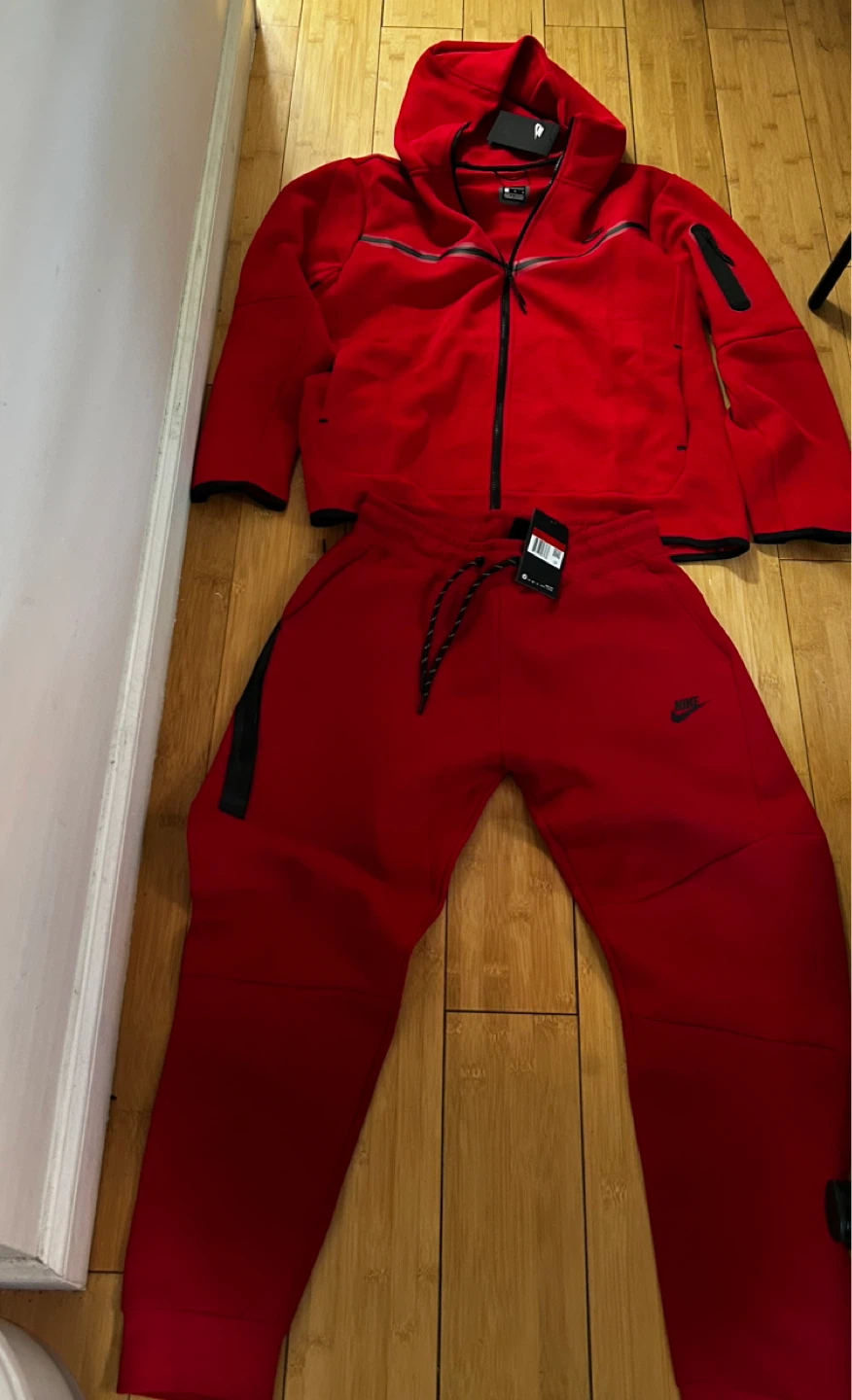 Nike Tech Fleece Full Zip Hoodie & Pants Set - Red - photo 2