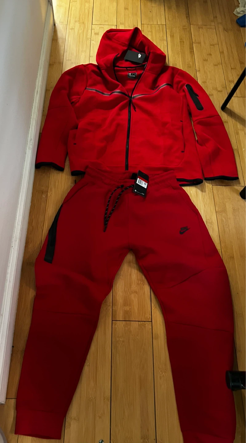 Nike Tech Fleece Full Zip Hoodie & Pants Set - Red - photo 5