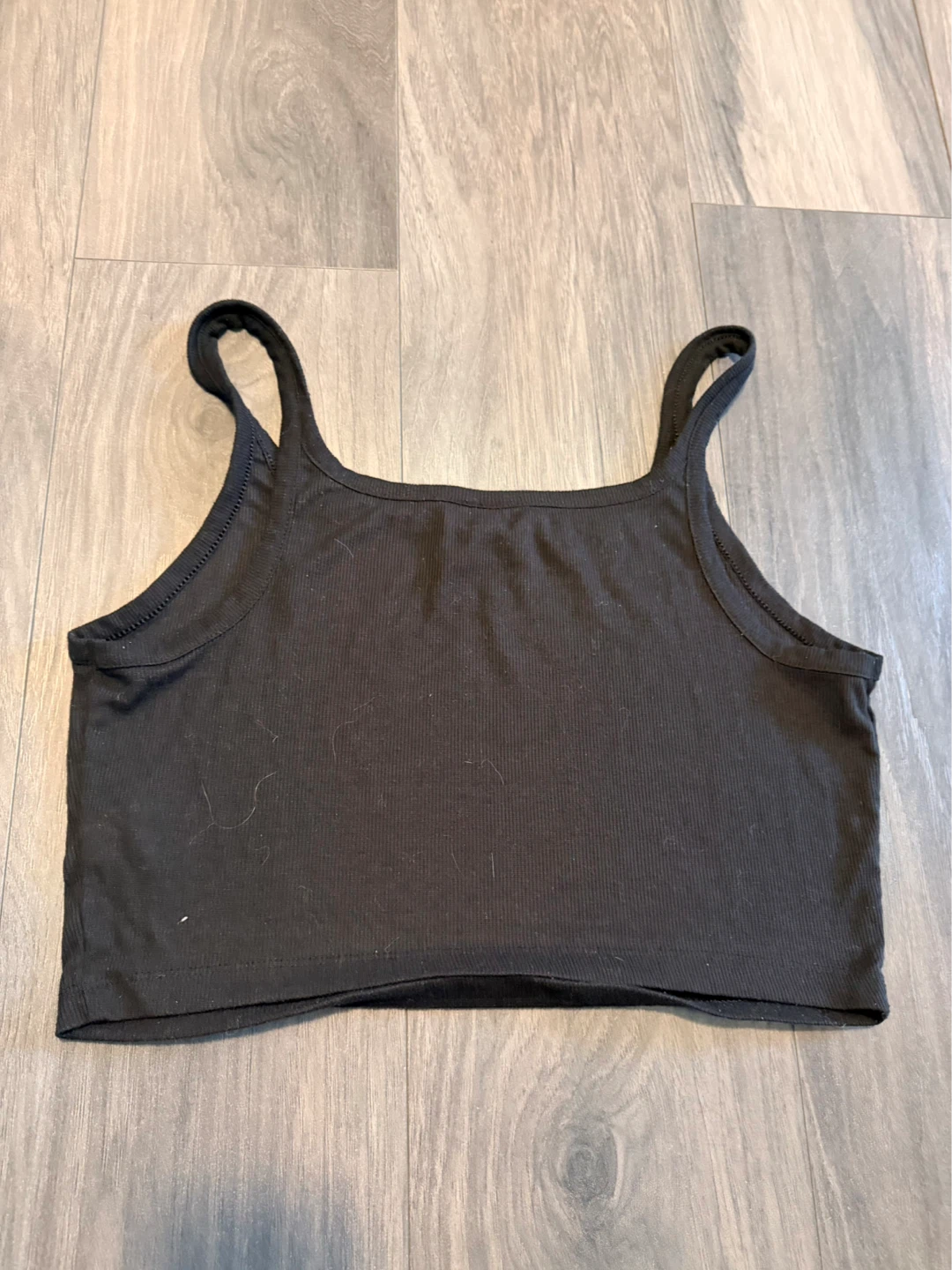 Colsie Black Ribbed Crop Tank Top - Size L - photo 2