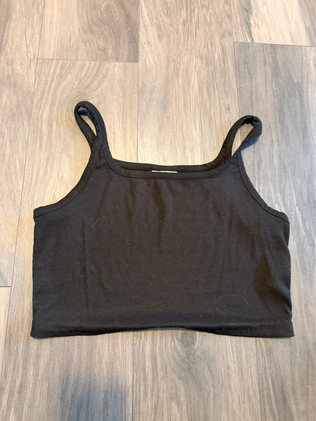 Colsie Black Ribbed Crop Tank Top - Size L