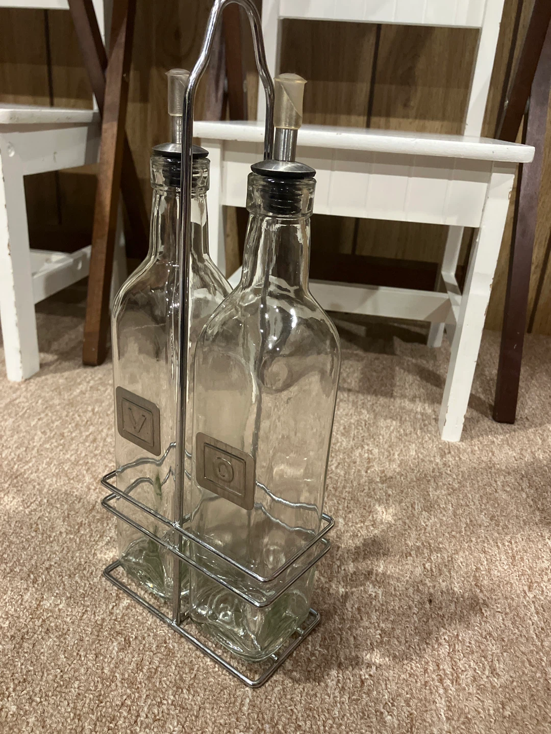 Glass Cruet Set with Metal Caddy - photo 2