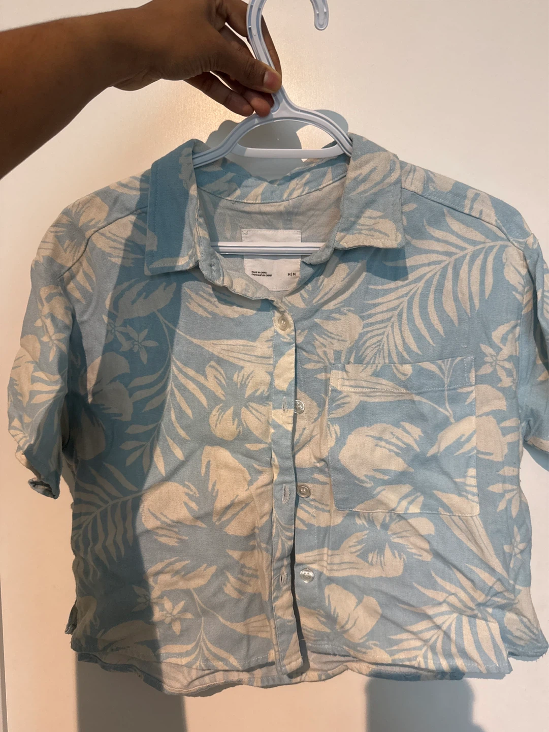 Light Blue Floral Button-Up Shirt