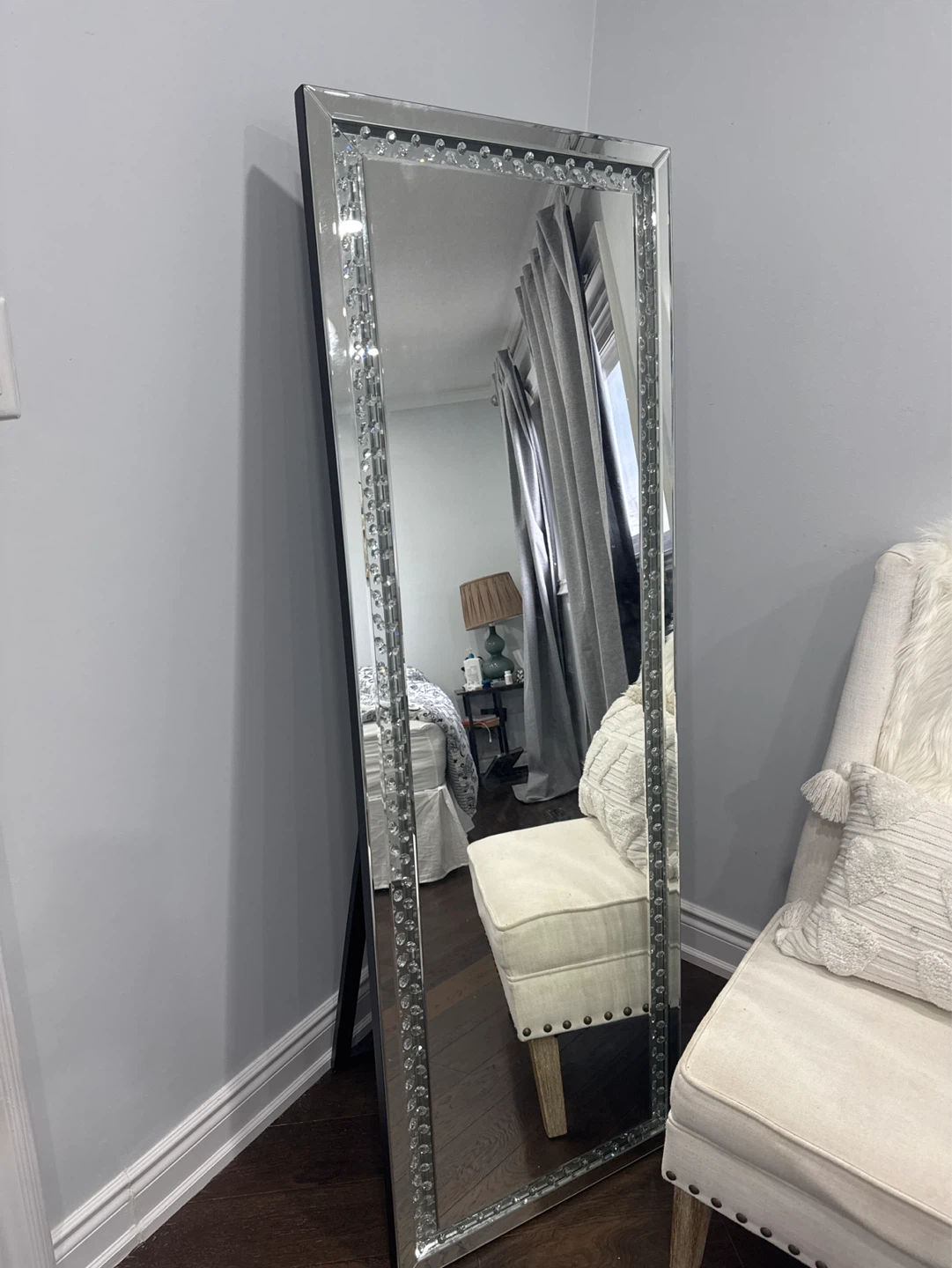 Full Length Mirror with Crystal Embellished Frame