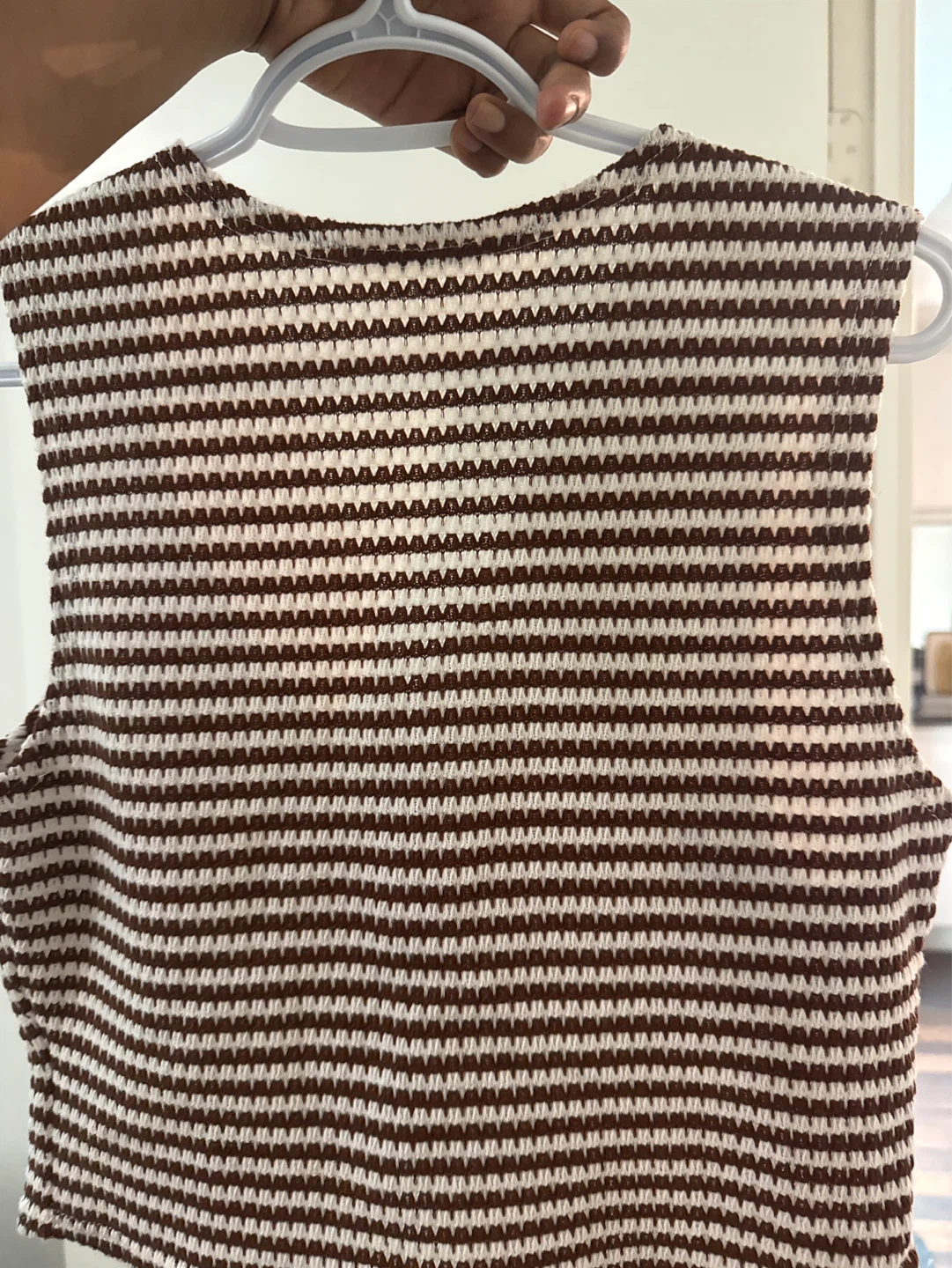 Brown and White Striped Button-Up Vest - photo 2