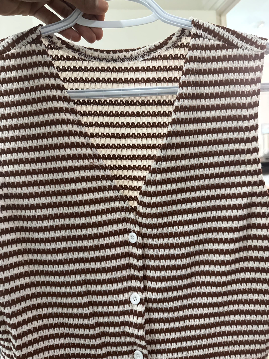 Brown and White Striped Button-Up Vest - photo 3