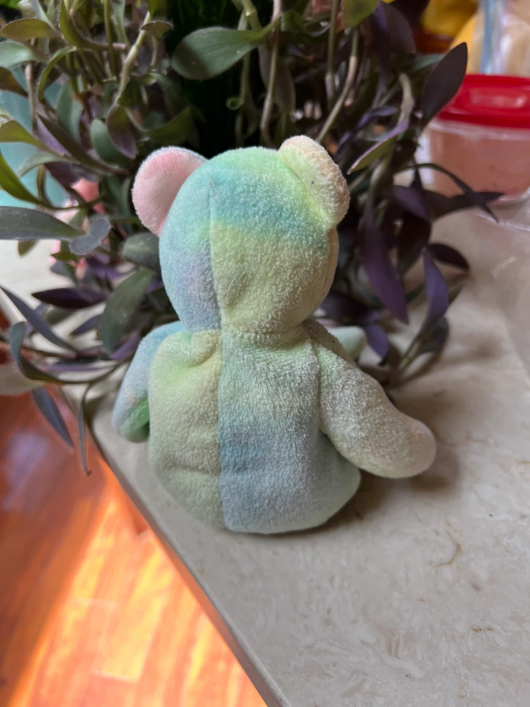 Ty Beanie Baby "Birthday Bear" Rainbow Stuffed Animal - photo 2