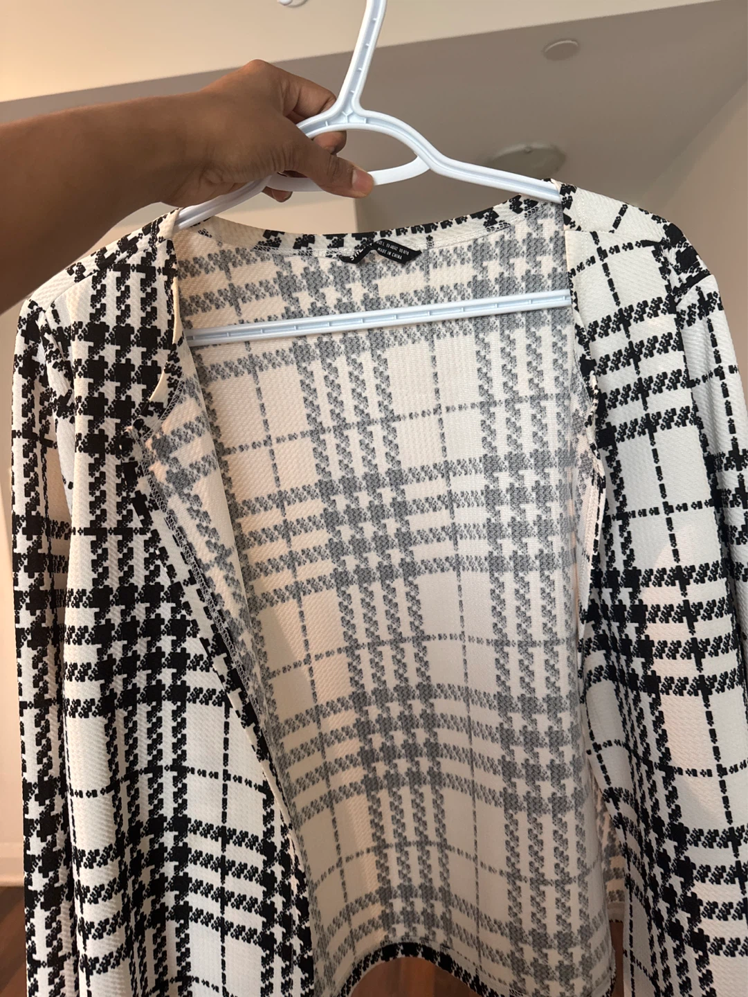 Black and White Plaid Cardigan