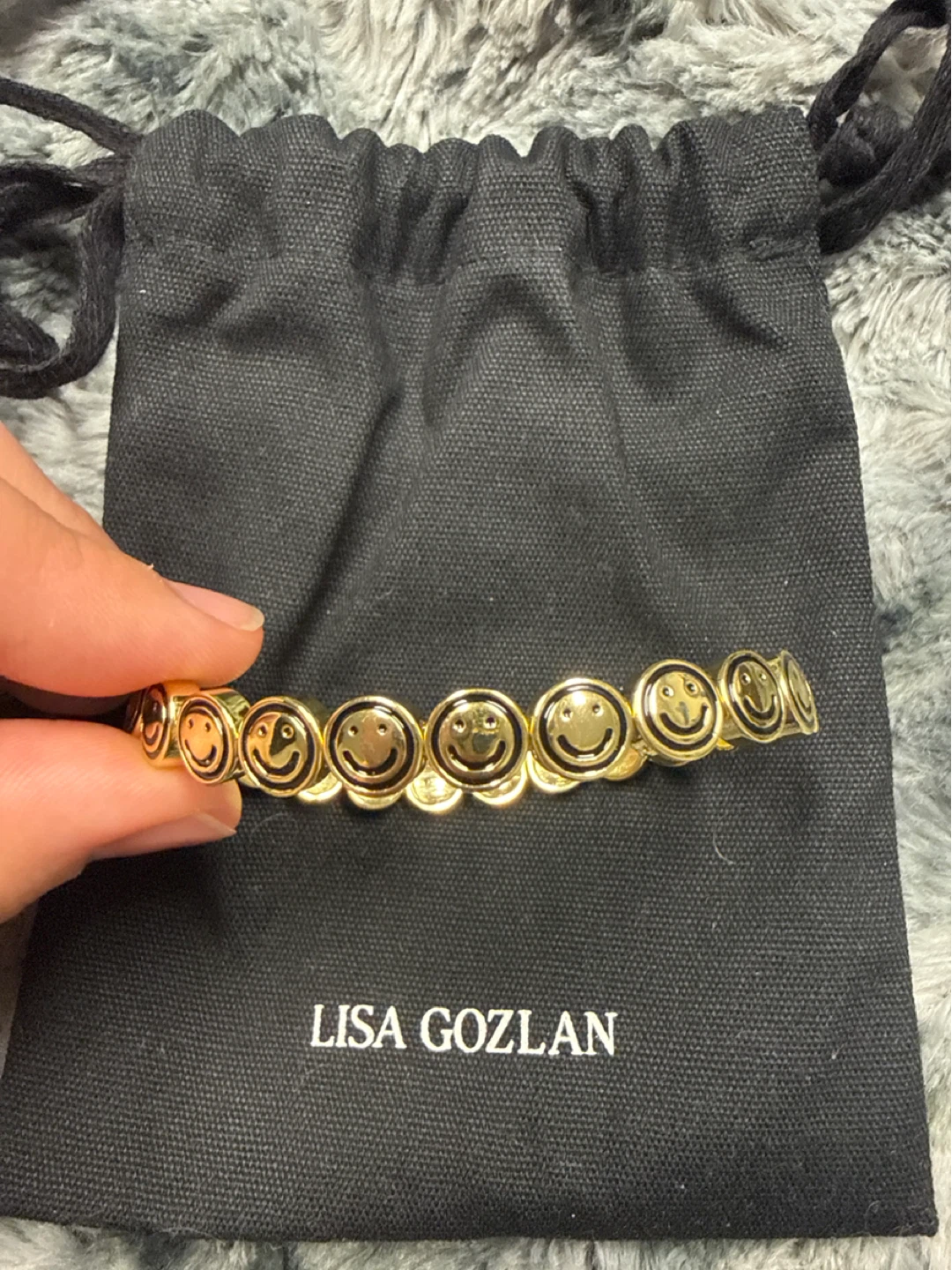 LISA GOZLAN Gold Smiley Face Bracelet