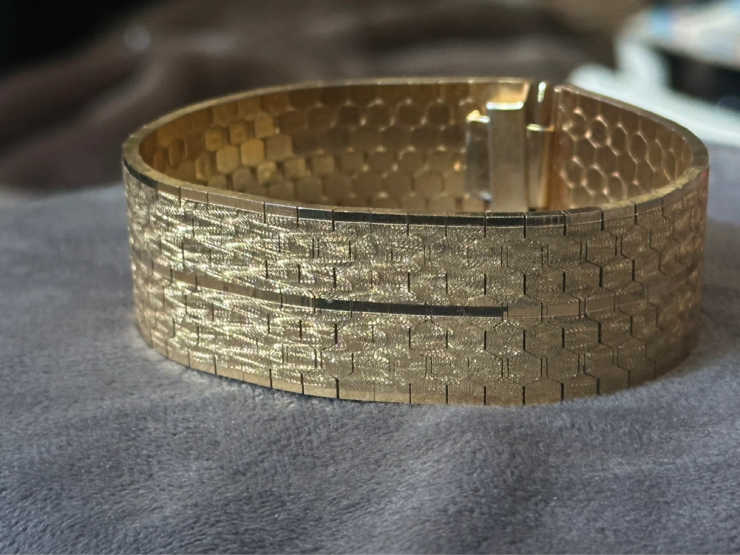 Italian Modernist wide gold plated bracelet