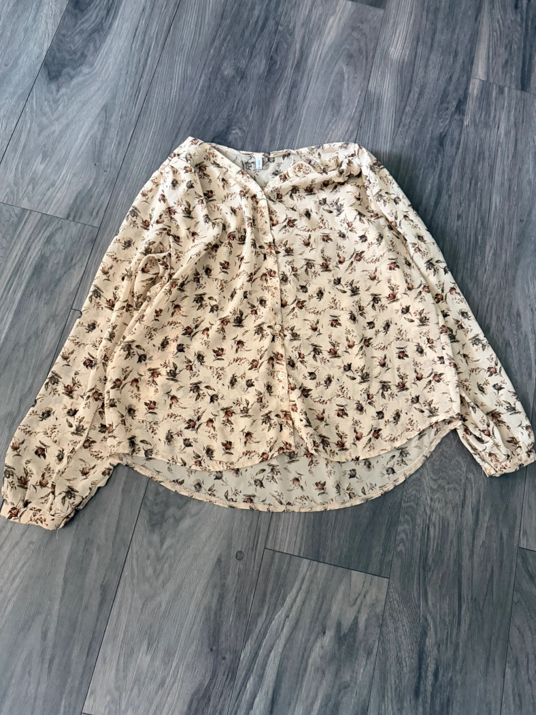 Mini X Cream floral print long sleeve blouse