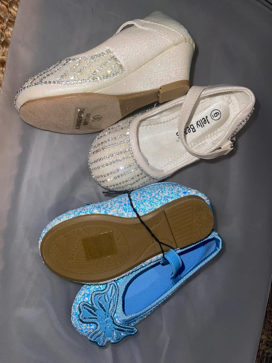 Jelly Beans Girls Dress Shoes - Sparkly White & Blue - Size 6 - photo 2