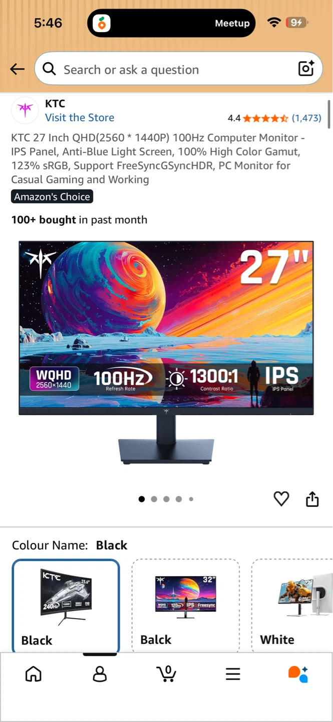 KTC 27 Inch QHD 100Hz Monitor - Black (MUST GO BEFORE JUNE 17)