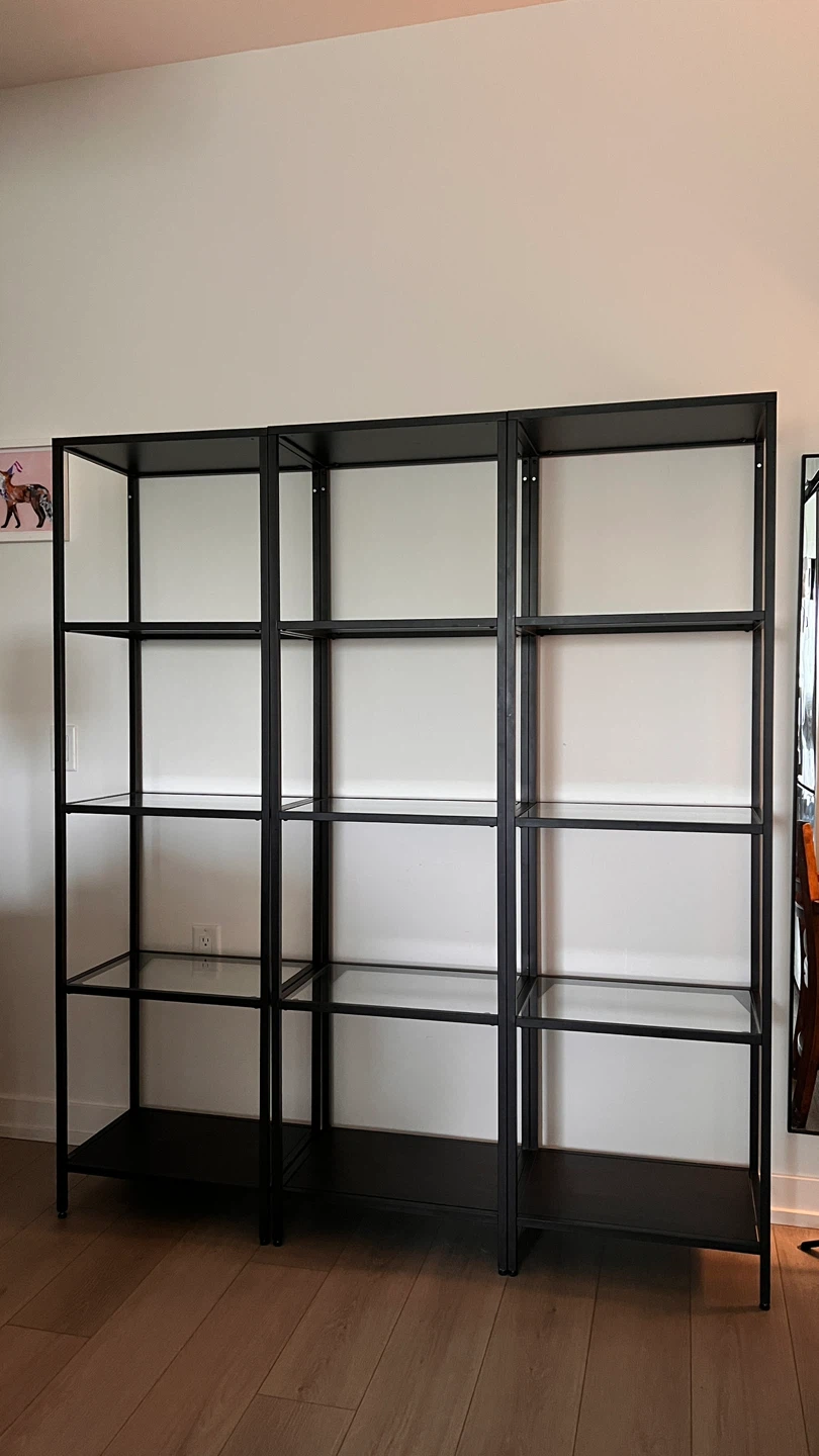 VITTSJÖ Shelf Unit - Black-Brown/Glass