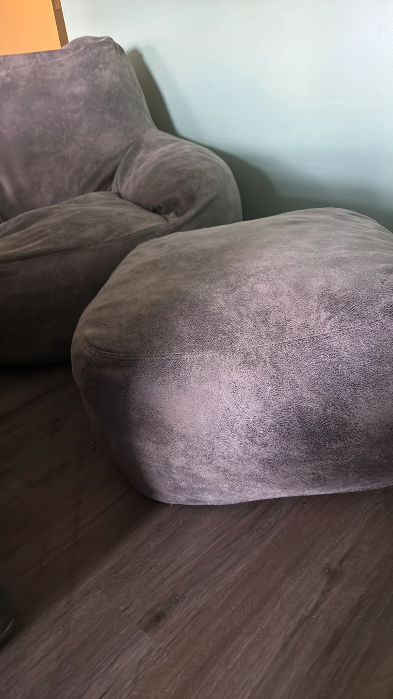 Grey Bean Bag Chair with Ottoman - photo 2