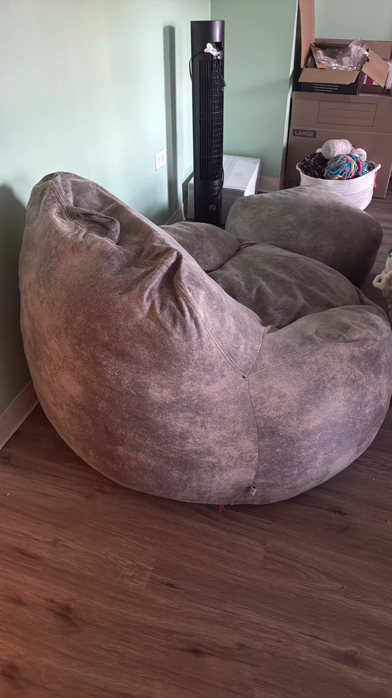 Grey Bean Bag Chair with Ottoman - photo 4