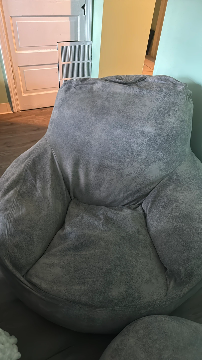Grey Bean Bag Chair with Ottoman - photo 3