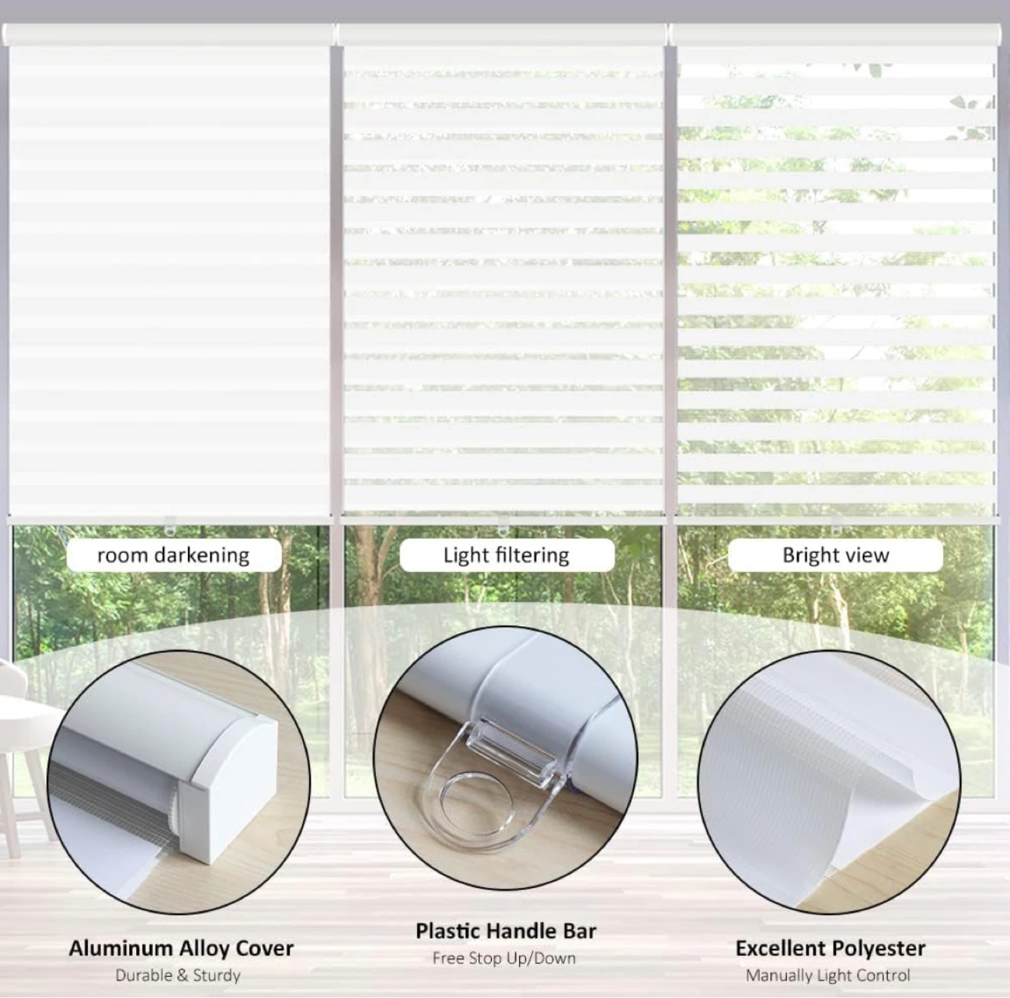White Light Filtering Zebra Blinds (70”Wx 72”H) - photo 4