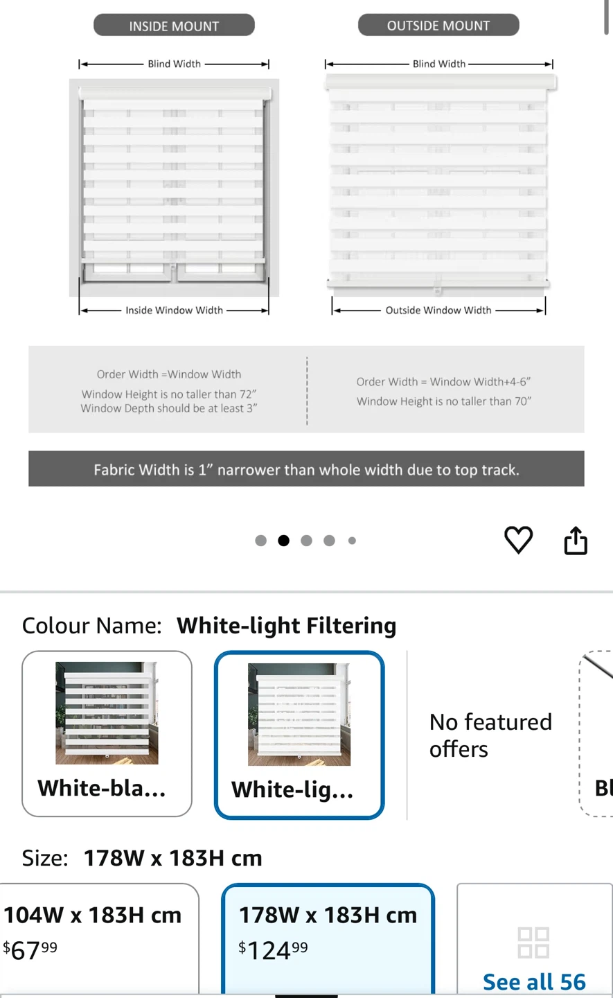 White Light Filtering Zebra Blinds (70”Wx 72”H) - photo 3