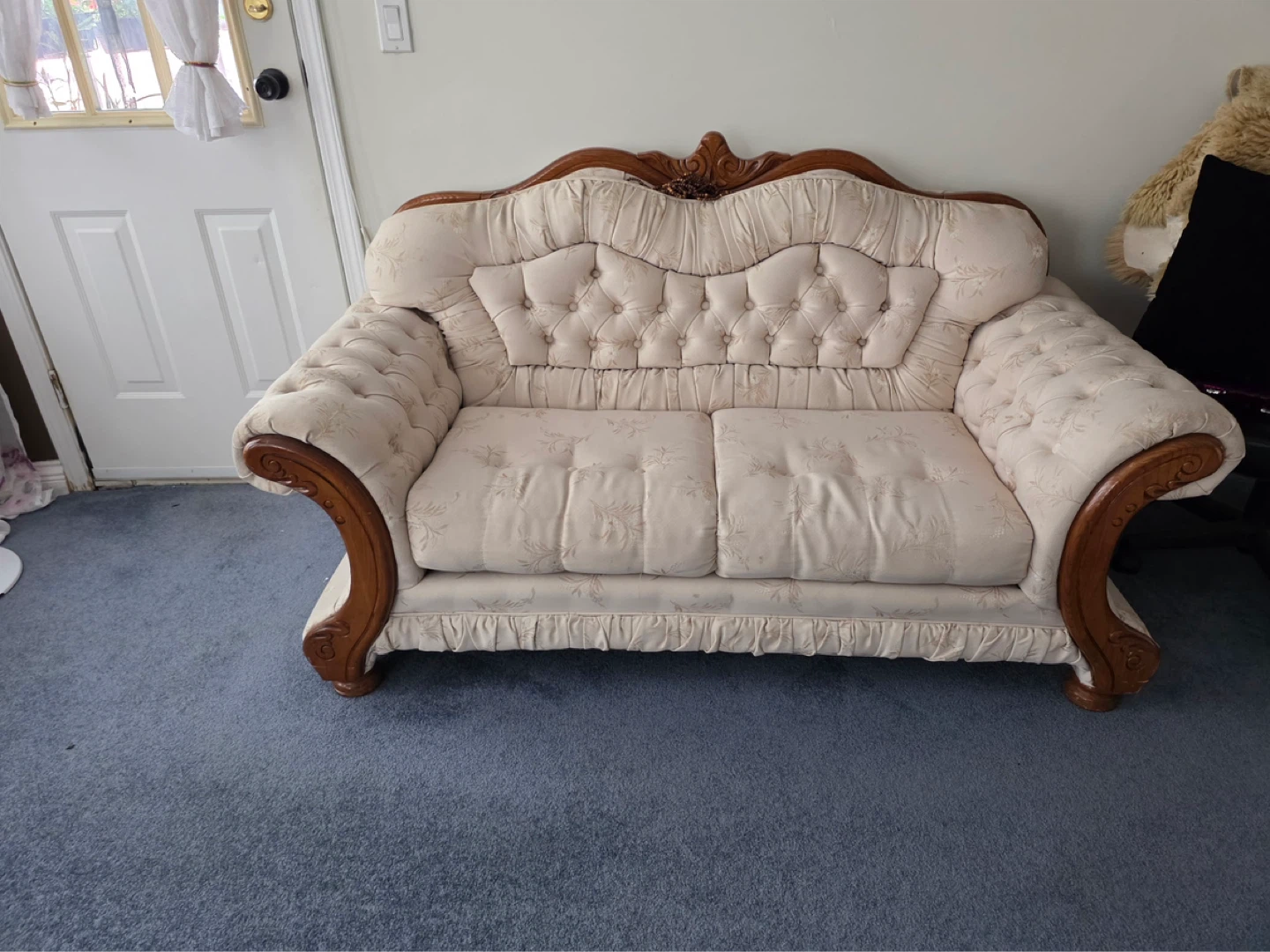 Vintage Tufted Armchair - Cream Floral - photo 2