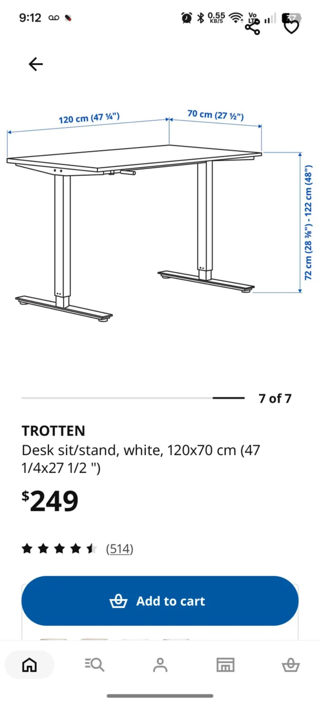 🔥Moving Sale🔥 IKEA TROTTEN Sit/Stand Desk, White, 120x70 cm - photo 4