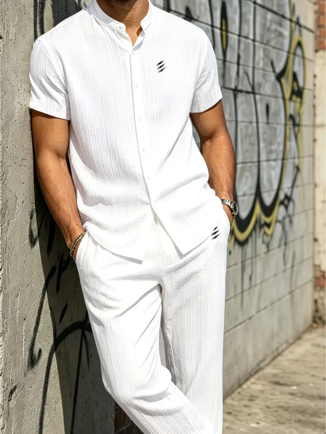 New White Men's Shirt and Pants Set