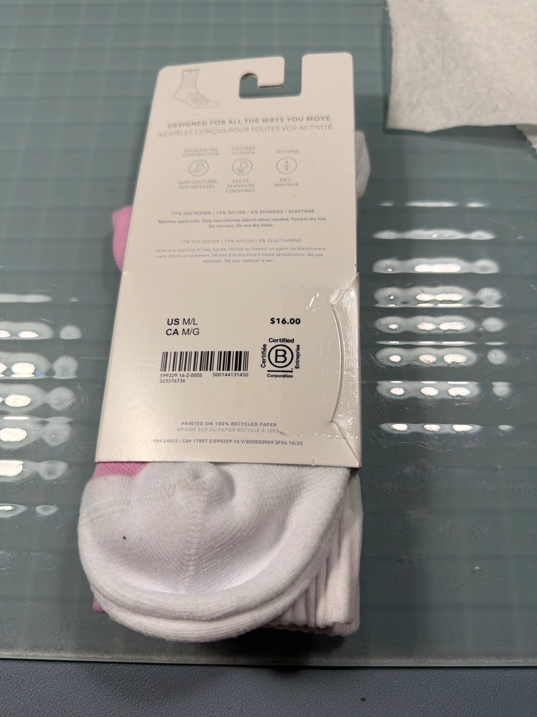 Athleta Performance Crew Sock M/L White Pink - photo 3