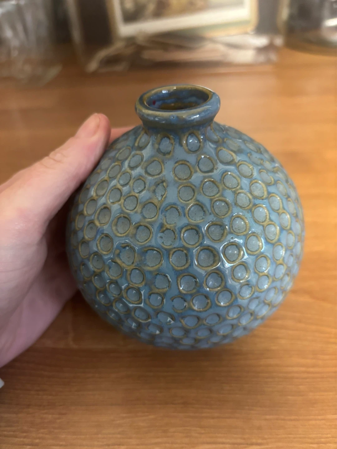 Blue Textured Ceramic Bud Vase