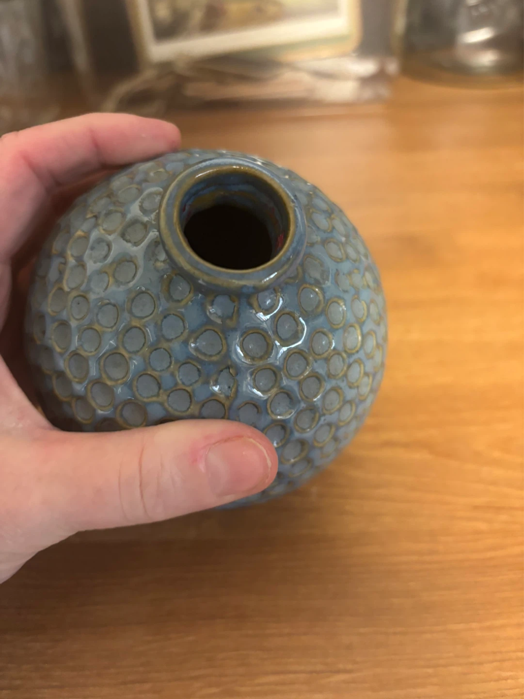 Blue Textured Ceramic Bud Vase - photo 2
