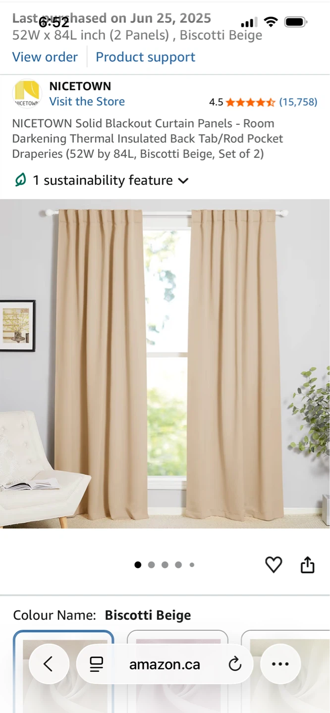 NICETOWN Solid Blackout Curtain Panels - Biscotti Beige