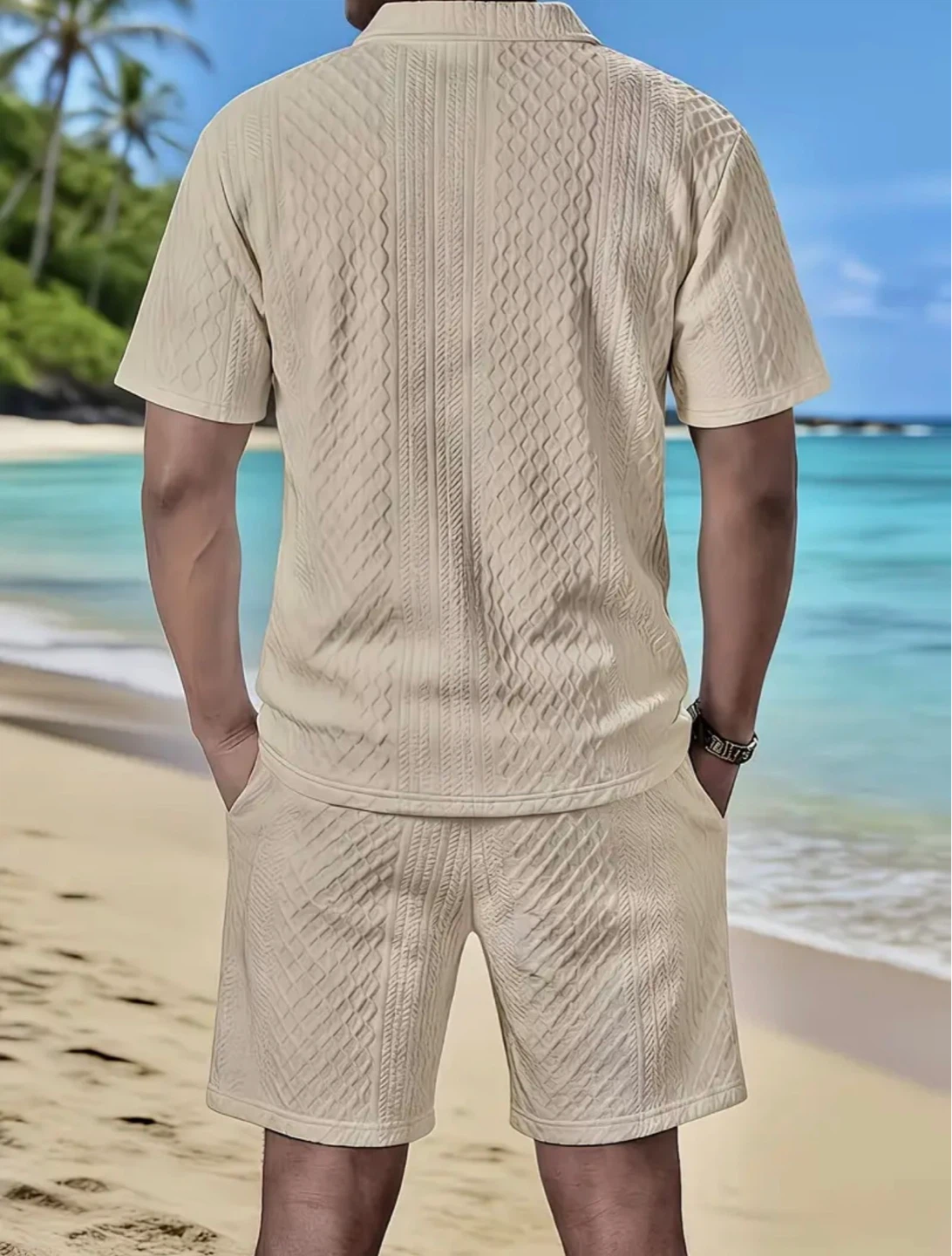 New Men's Polo Shirt and Shorts Set - photo 2