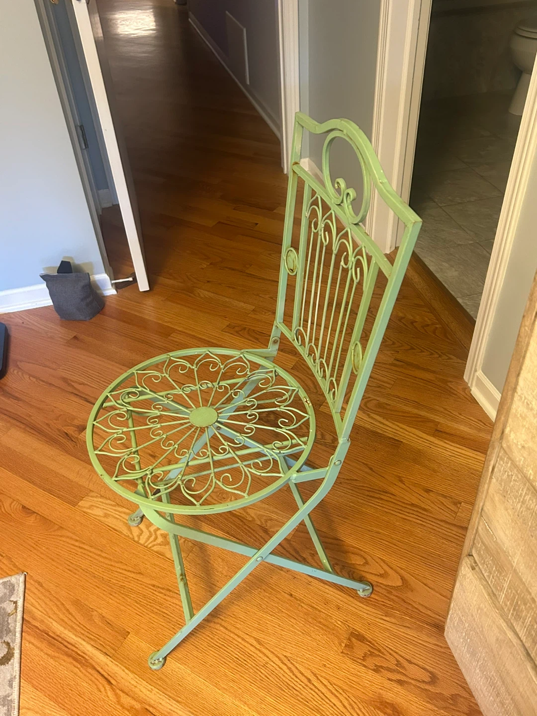 Green Metal Folding Chair with Scrollwork - photo 3