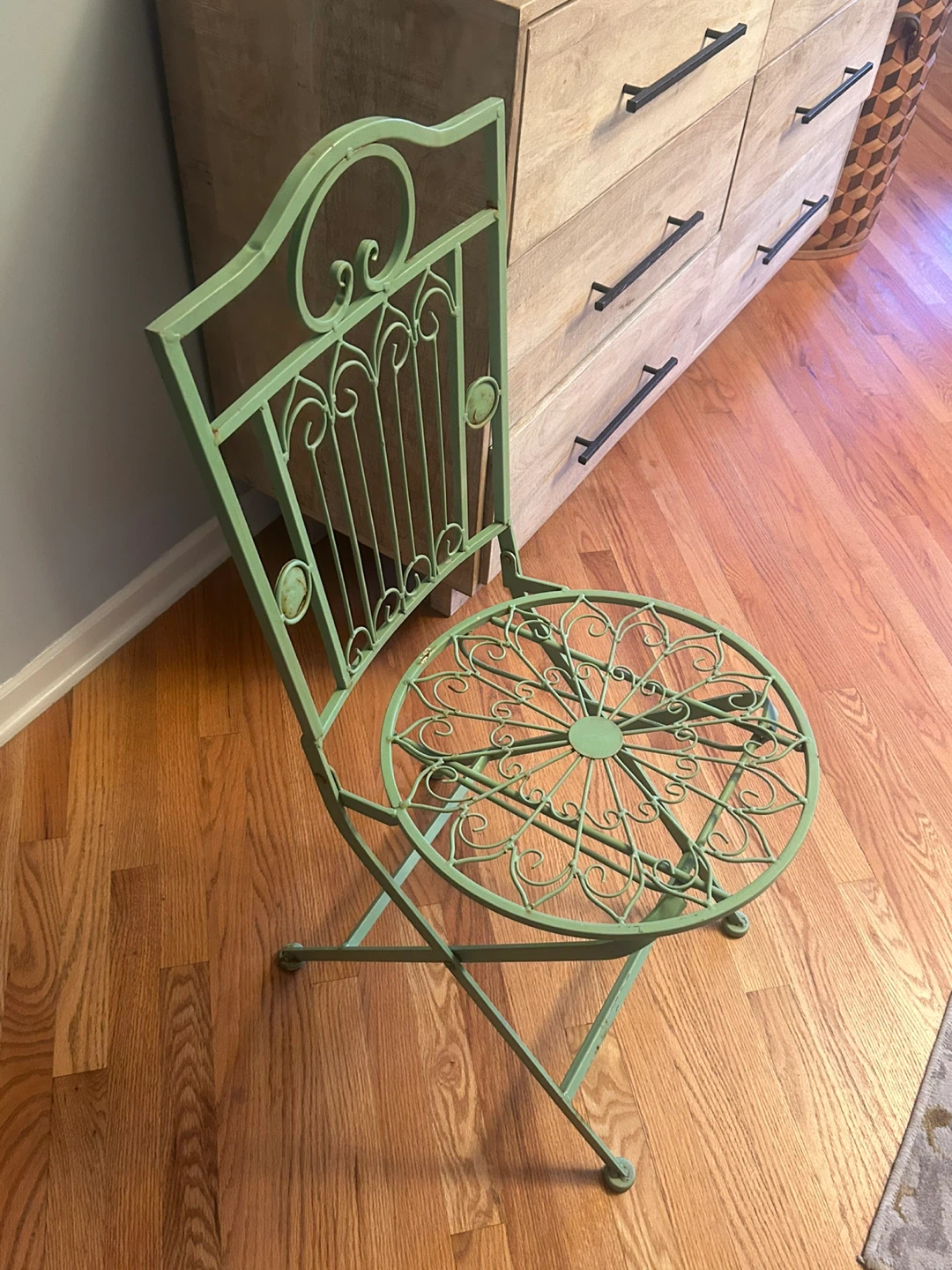 Green Metal Folding Chair with Scrollwork - photo 2