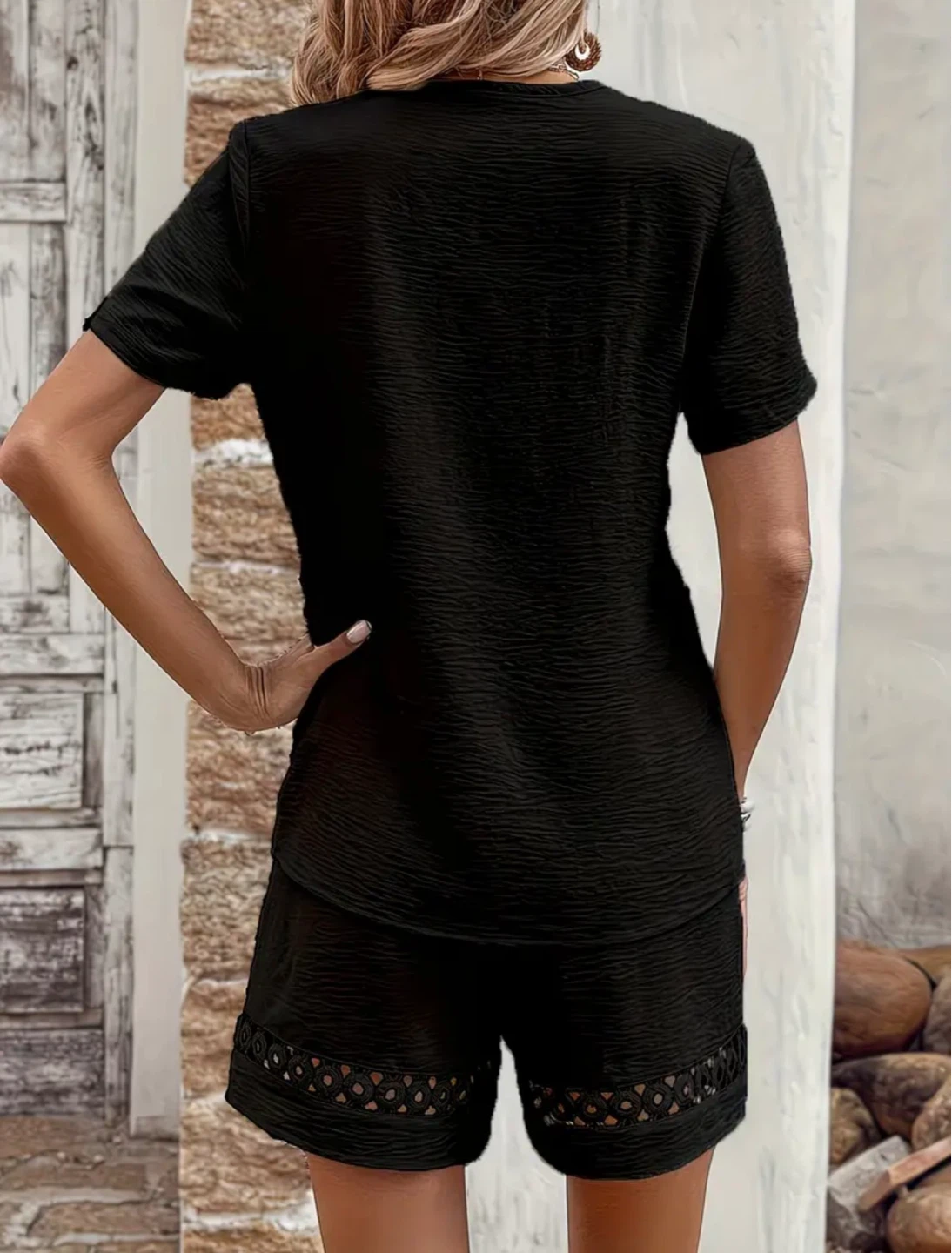 New Black T-Shirt and Short Set - photo 2