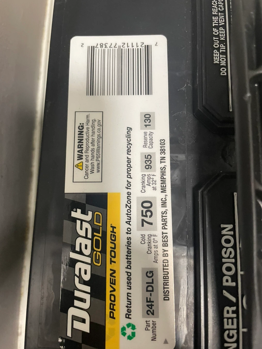 Duralast Gold 24F-DLG Car Battery - photo 4
