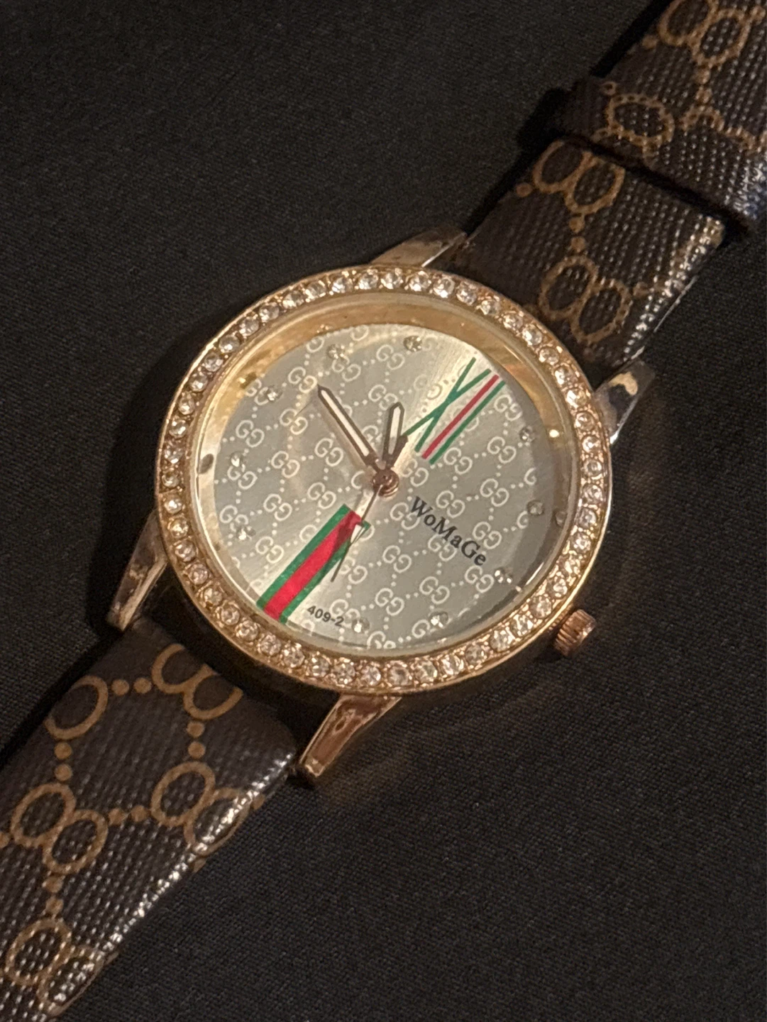 WoMaGe Watch with Diamanté Bezel and Monogram Strap - photo 2