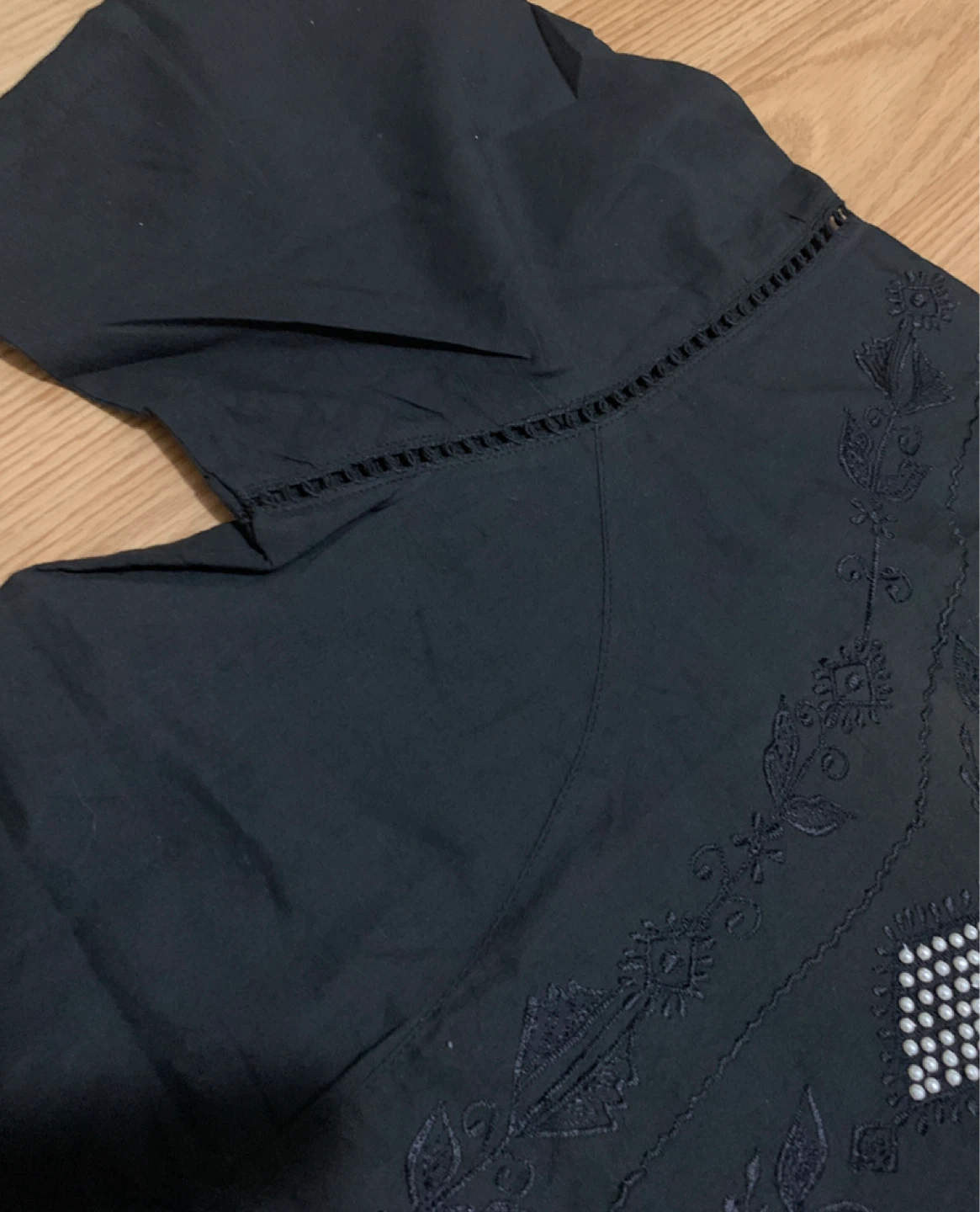 MED Black Embroidered Cotton Blouse Size M - photo 4